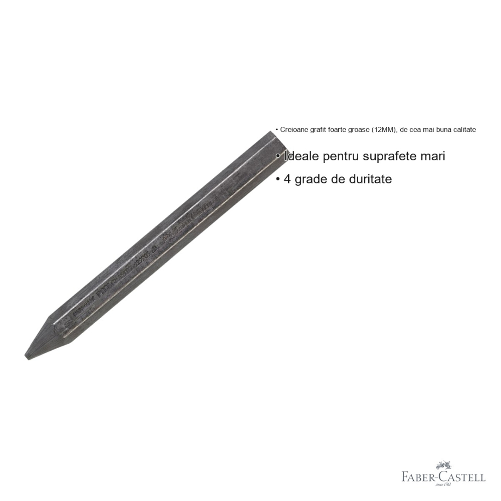 Creion grafit fara lemn gros 6B Faber-Castell Pitt Monochrome, 12mm, pentru suprafete mari [3]