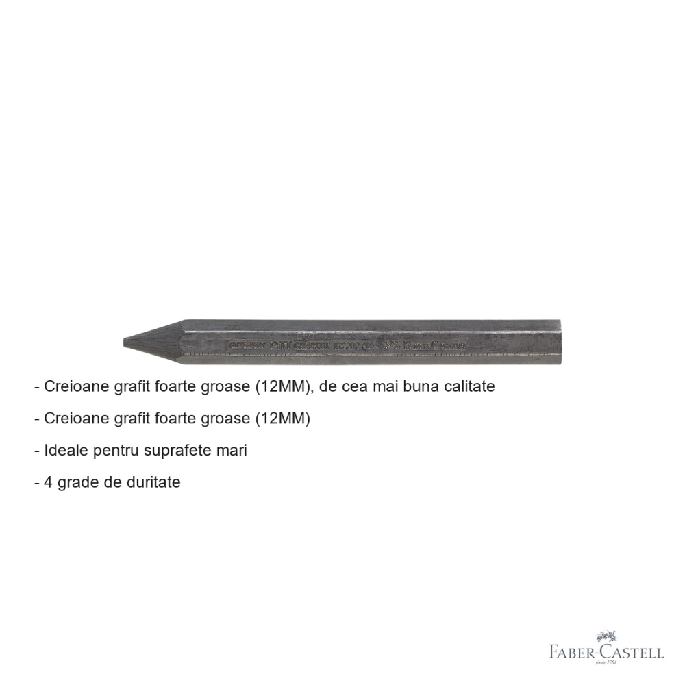 Creion grafit fara lemn gros 9B Faber-Castell Pitt Monochrome, mina 12mm, pentru suprafete mari [2]