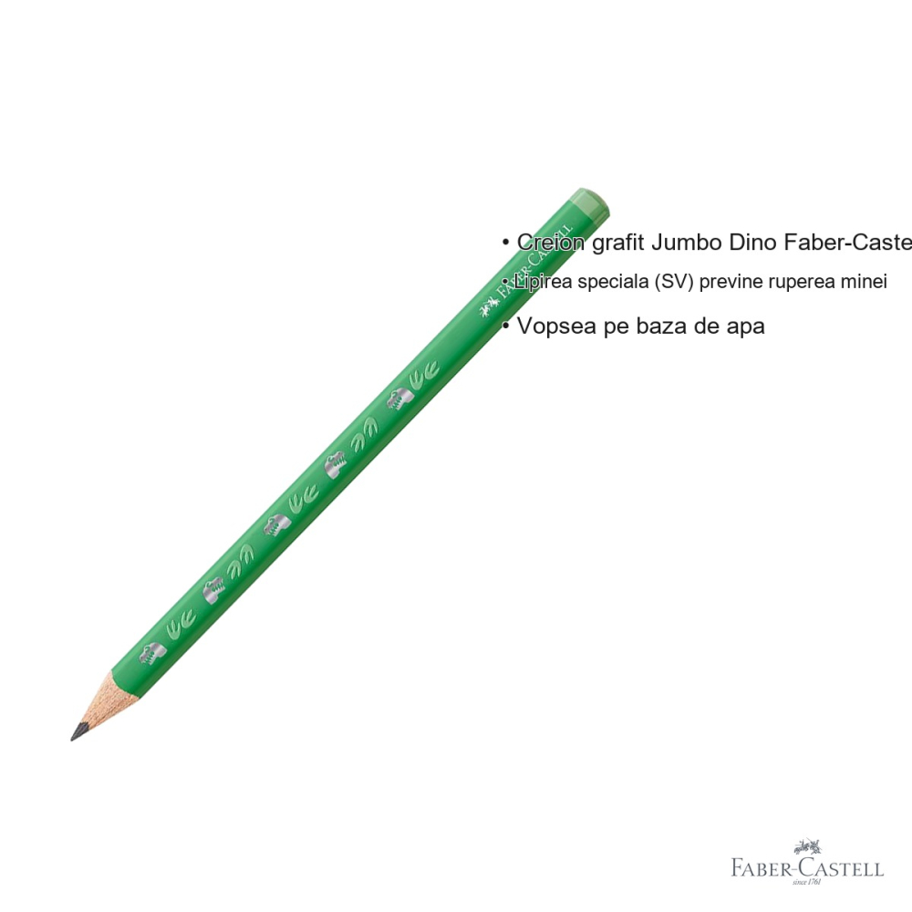 Creion grafit Jumbo Faber-Castell, model Dinozauri, mina HB, forma triunghiulara ergonomica, pentru copii [3]