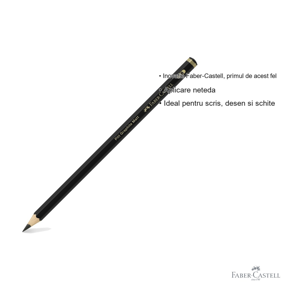 Creion grafit mat 8B Faber-Castell Pitt, ultra-mat fara reflexii, pentru desen si schite monocrome [3]