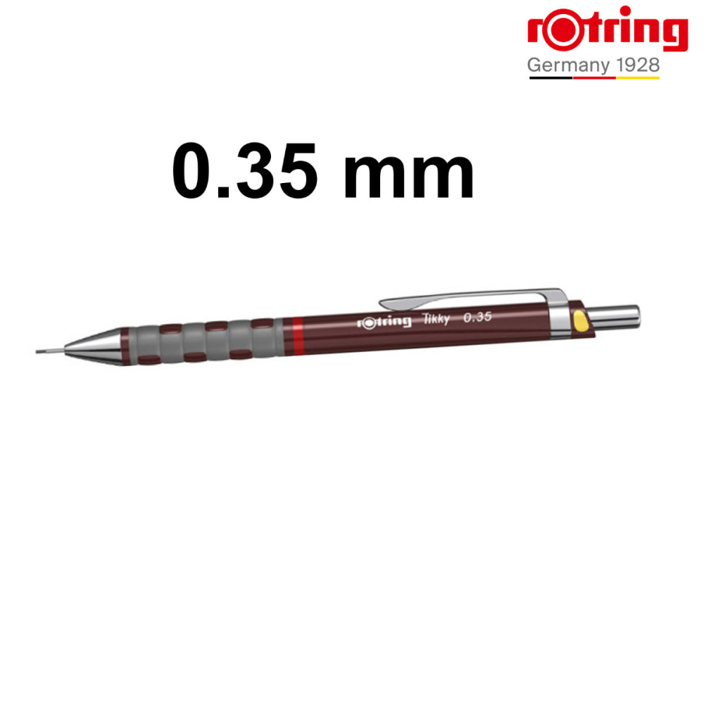 Creion Mecanic 0.35mm cu Mecanism Click si Grip Ergonomic pentru Desen Tehnic de Precizie, Scris Fin si Detaliere, Rotring Tikky 3 Burgundi [2]