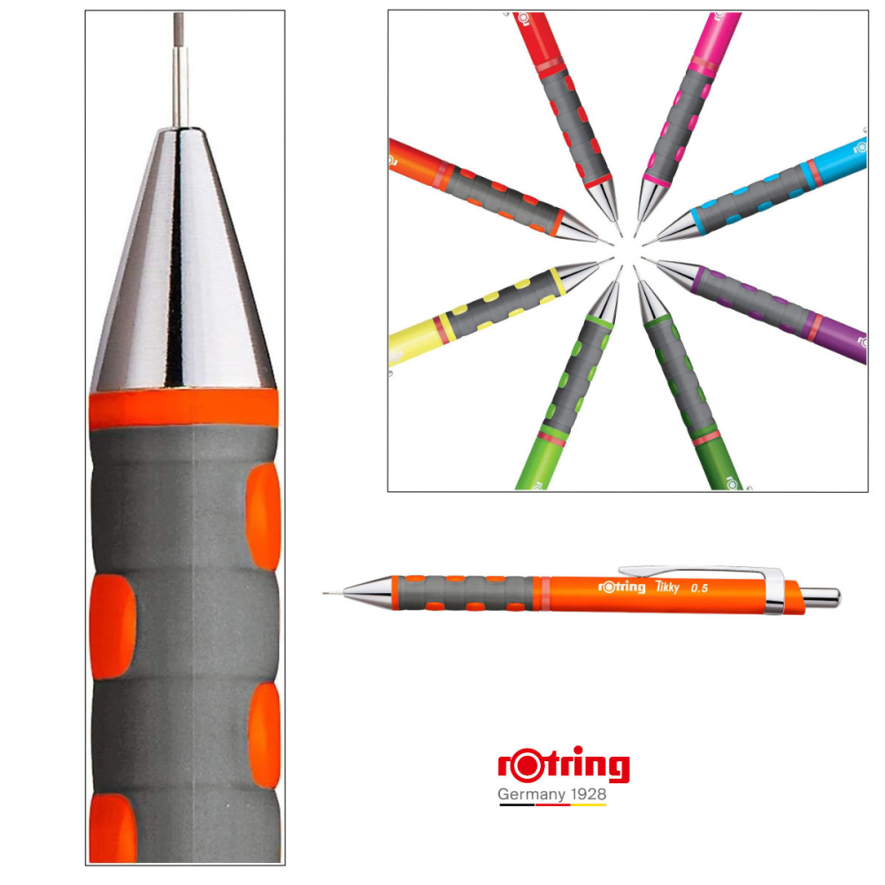 Creion Mecanic 0.5mm cu Design Ergonomic pentru Scris si Desen, cu Finisaj Portocaliu Neon Vibrant si Atentionator [3]