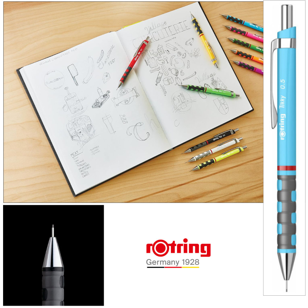 Creion Mecanic 0.5mm cu Mecanism Click si Grip Ergonomic pentru Desen Tehnic si Scris, Albastru Deschis Rotring [4]