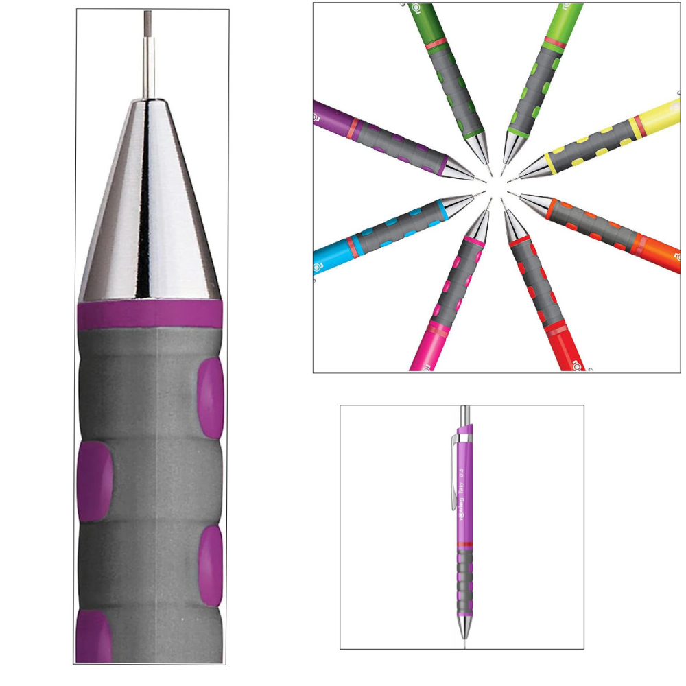 Creion Mecanic 0.5mm cu Mecanism Click si Grip Ergonomic pentru Desen Tehnic si Scris, Mov Rotring [4]