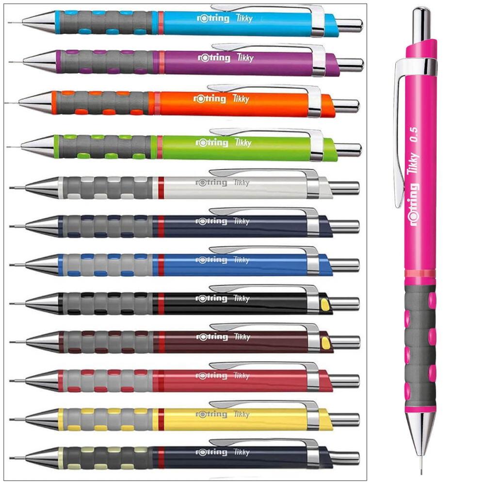 Creion Mecanic 0.5mm cu Mecanism Click si Grip Ergonomic pentru Desen Tehnic si Scris, Roz Neon Rotring [5]