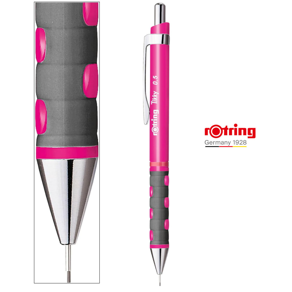Creion Mecanic 0.5mm cu Mecanism Click si Grip Ergonomic pentru Desen Tehnic si Scris, Roz Neon Rotring [3]