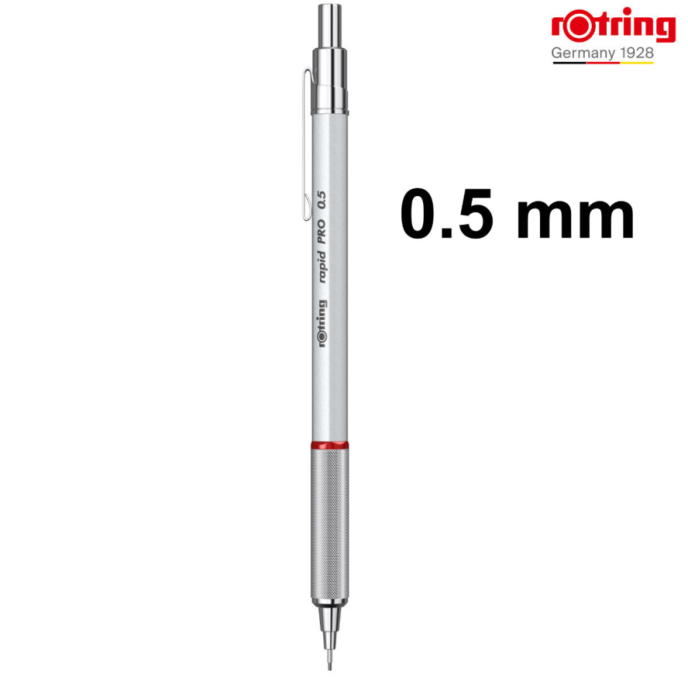 Creion Mecanic 0.5mm cu Sistem Reglabil Tarie Mina pentru Desen Tehnic si Scris, cu Grip Randalinat si Finisaj Argintiu [2]