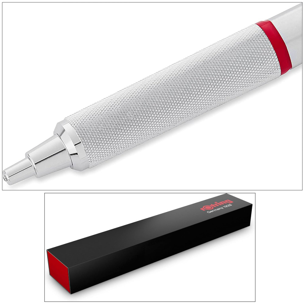 Creion Mecanic 0.5mm cu Sistem Reglabil Tarie Mina pentru Desen Tehnic si Scris, cu Grip Randalinat si Finisaj Argintiu [4]