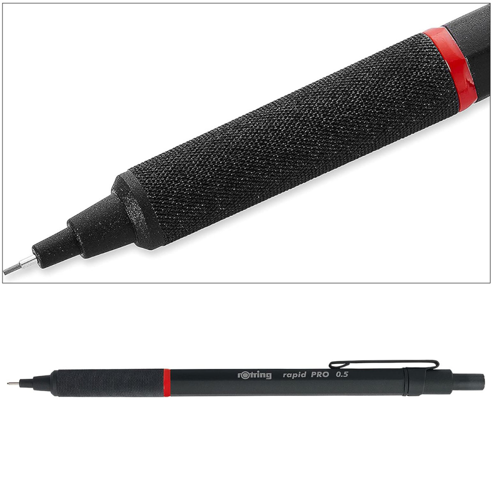 Creion Mecanic 0.5mm cu Sistem Reglabil Tarie Mina pentru Desen Tehnic si Scris de Precizie, cu Grip Randalinat si Finisaj Negru [3]