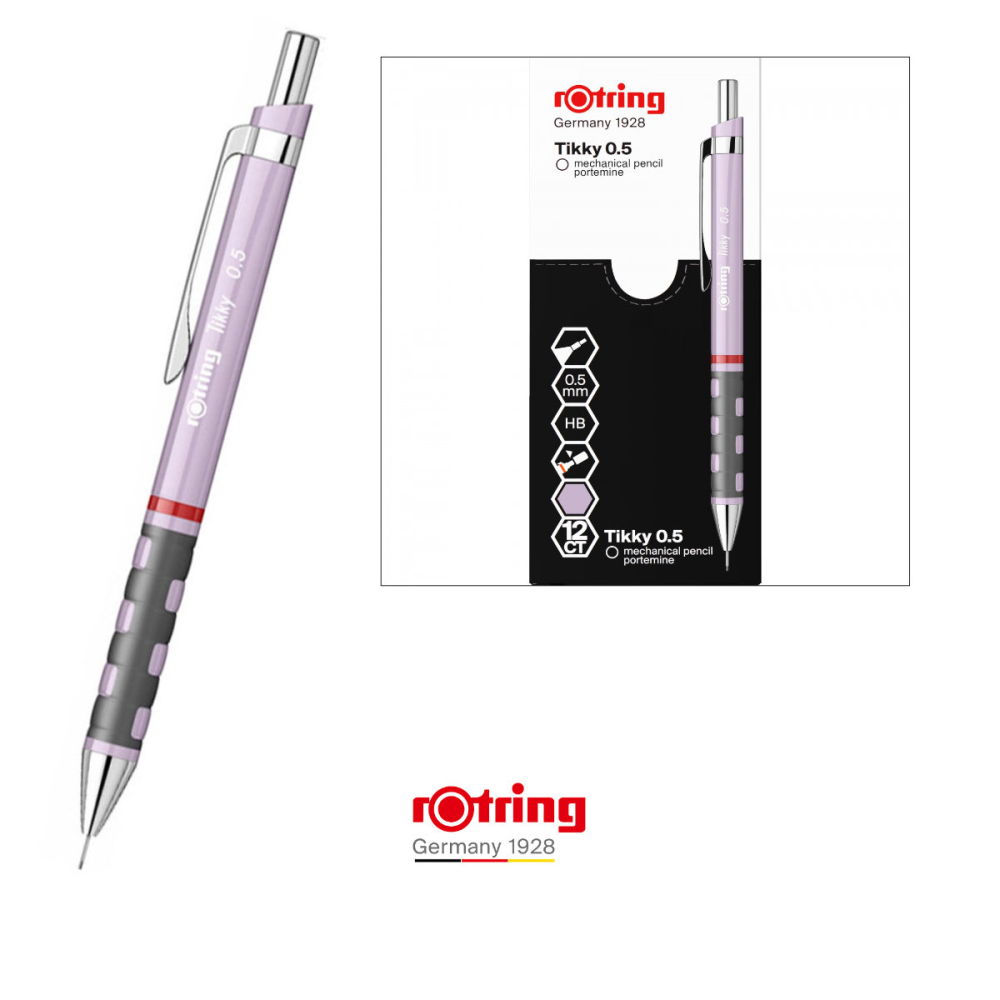 Creion Mecanic 0.5mm cu Tehnologie Avansata pentru Desen Tehnic, Scris si Creatie, cu Grip Ergonomic si Finisaj Mov Modern, Tikky 3 Sidefat, Rotring [4]