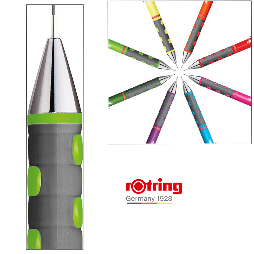 Creion Mecanic 0.5mm pentru Desen Tehnic, Scris si Schite, cu Grip Ergonomic si Corp Rezistent, Tikky 3 Verde Iarba, Rotring [4]