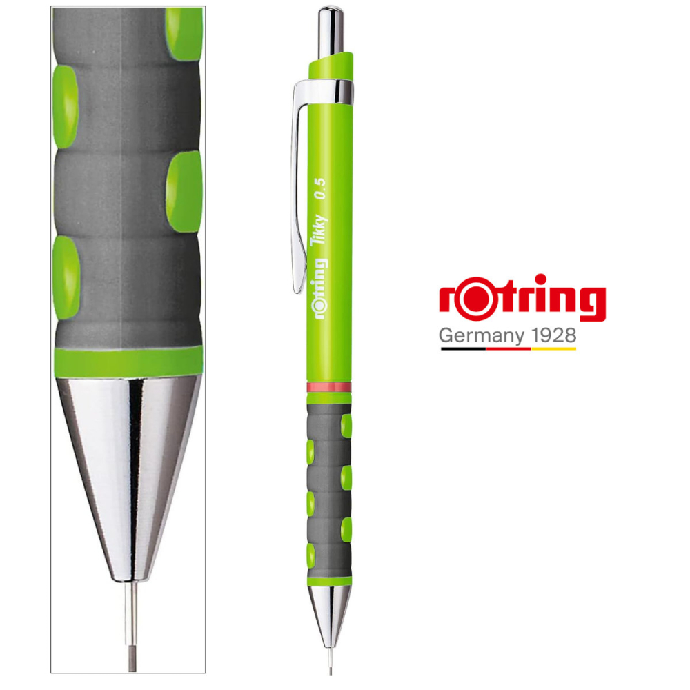 Creion Mecanic 0.5mm pentru Desen Tehnic, Scris si Schite, cu Grip Ergonomic si Corp Rezistent, Tikky 3 Verde Iarba, Rotring [3]