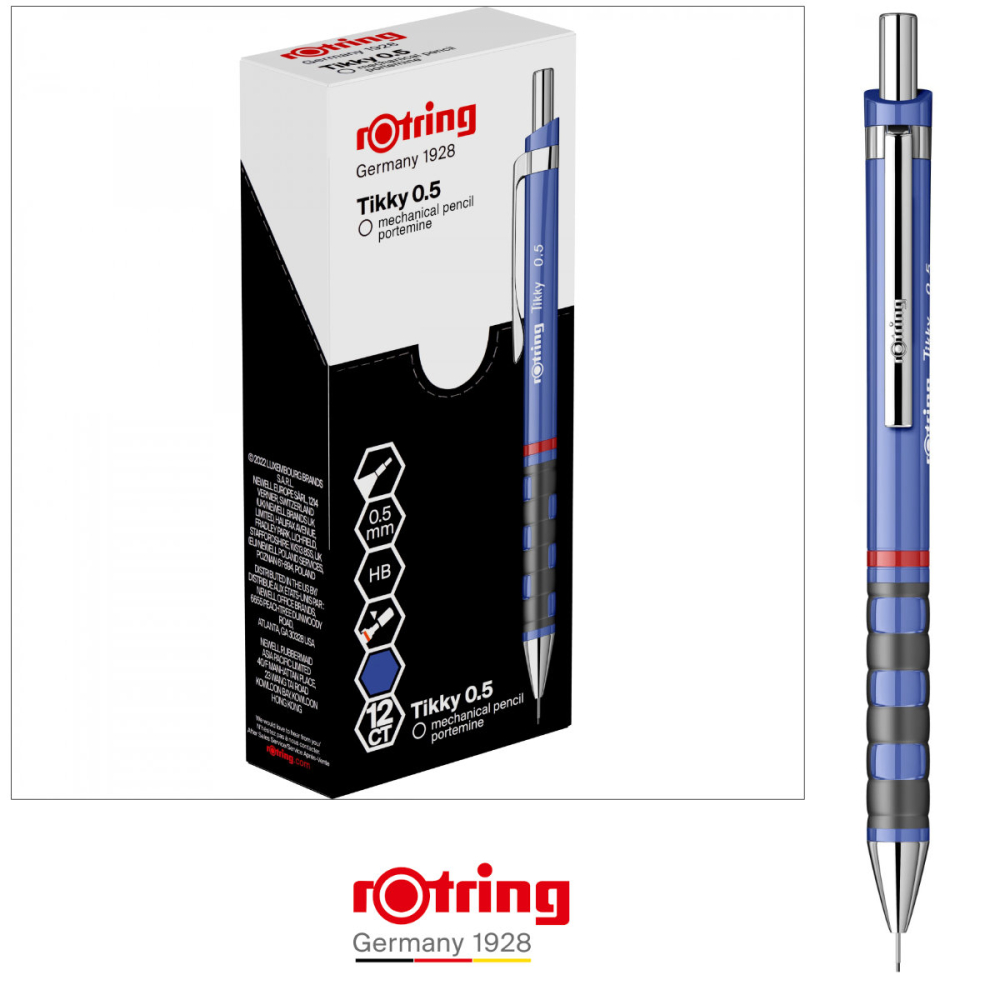 Creion Mecanic 0.5mm pentru Scris, Desen si Birou, cu Design Albastru Iris si Ergonomie Superioara, Tikky 3, Rotring [4]