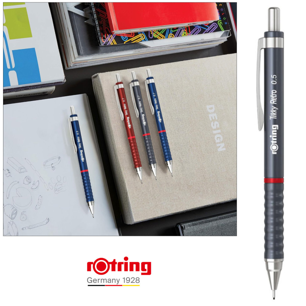 Creion Mecanic 0.5mm pentru Scris, Desen si Birou, cu Design Retro Gri si Ergonomie Avansata, Tikky 3 Retro, Rotring [4]