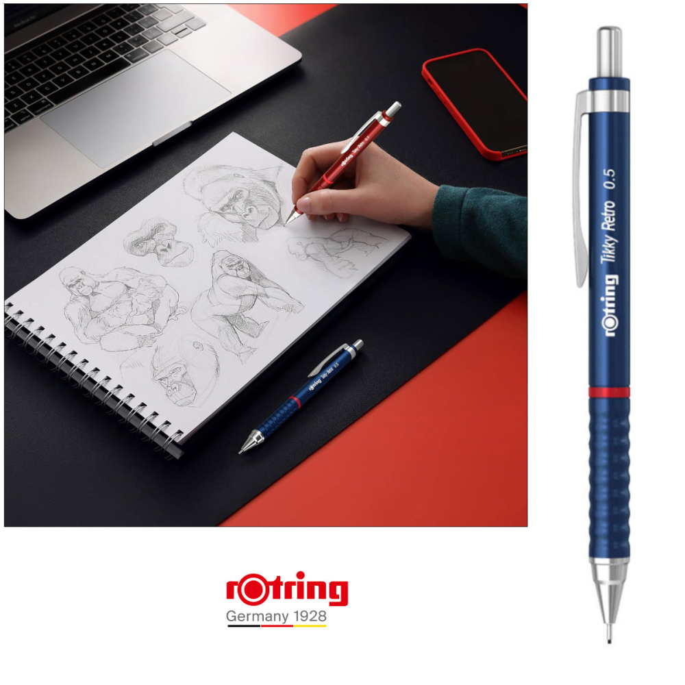Creion Mecanic 0.5mm pentru Scris, Desen si Notite, cu Design Retro Albastru si Ergonomie Superioara, Tikky 3 Retro, Rotring [5]