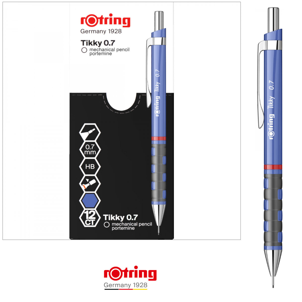 Creion Mecanic 0.7mm cu Design Modern si Grip Ergonomic pentru Scris, Eleganta si Claritate Vizuala, Rotring Tikky 3 Albastru Iris [3]