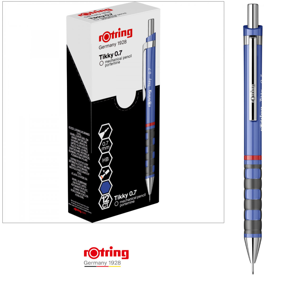 Creion Mecanic 0.7mm cu Design Modern si Grip Ergonomic pentru Scris, Eleganta si Claritate Vizuala, Rotring Tikky 3 Albastru Iris [4]