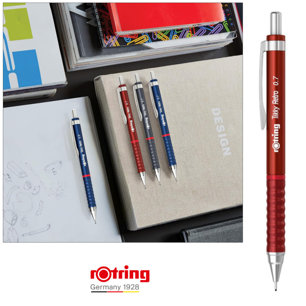 Creion Mecanic 0.7mm cu Design Retro si Grip Ergonomic pentru Scris, Accent Vizual si Stil Personal, Rotring Tikky 3 Rosu Retro [5]