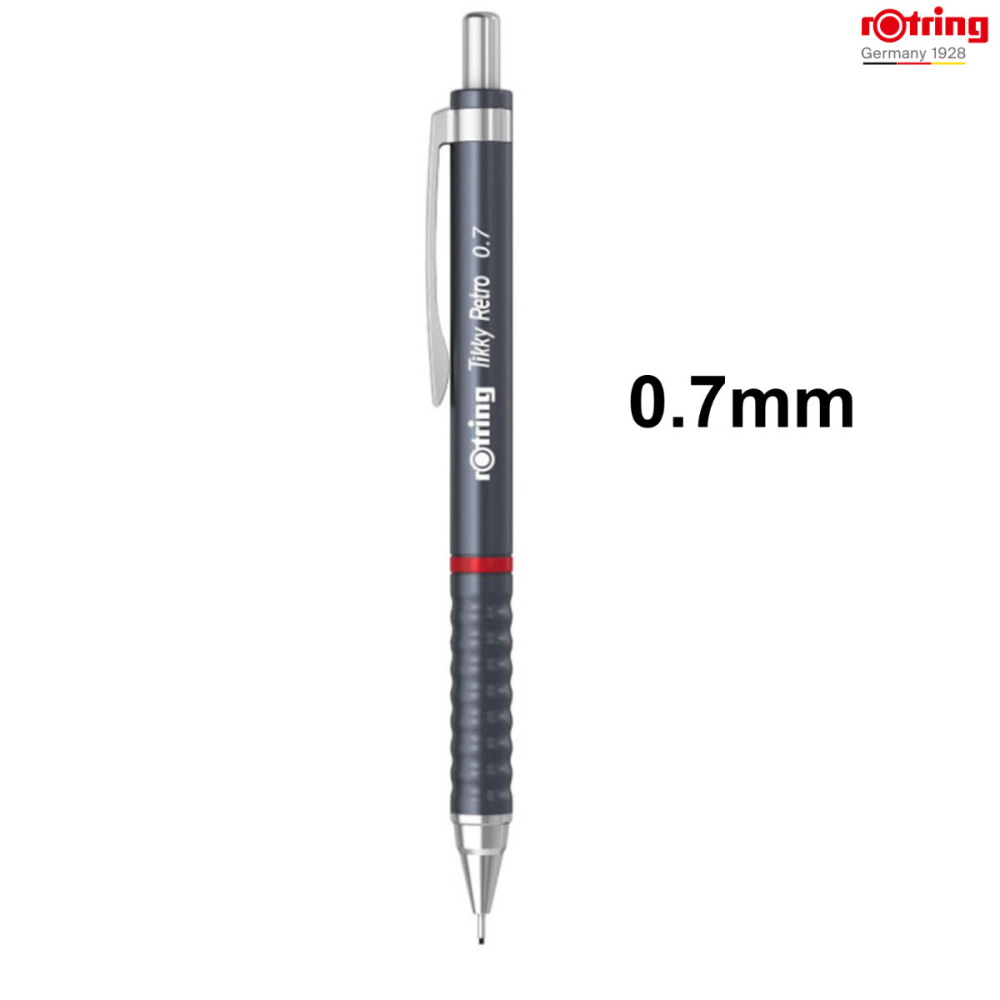 Creion Mecanic 0.7mm cu Design Retro si Grip Ergonomic pentru Scris, Birou Minimalist si Stil Sofisticat, Rotring Tikky 3 Gri Retro [2]