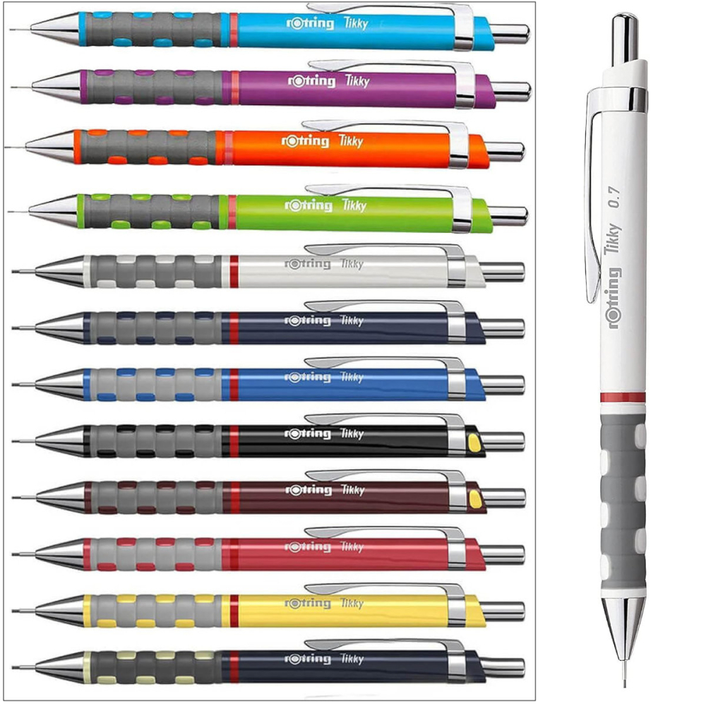 Creion Mecanic 0.7mm cu Mecanism Click si Grip Ergonomic pentru Desen Tehnic, Scris si Schitare, Rotring Tikky 3 Alb [5]