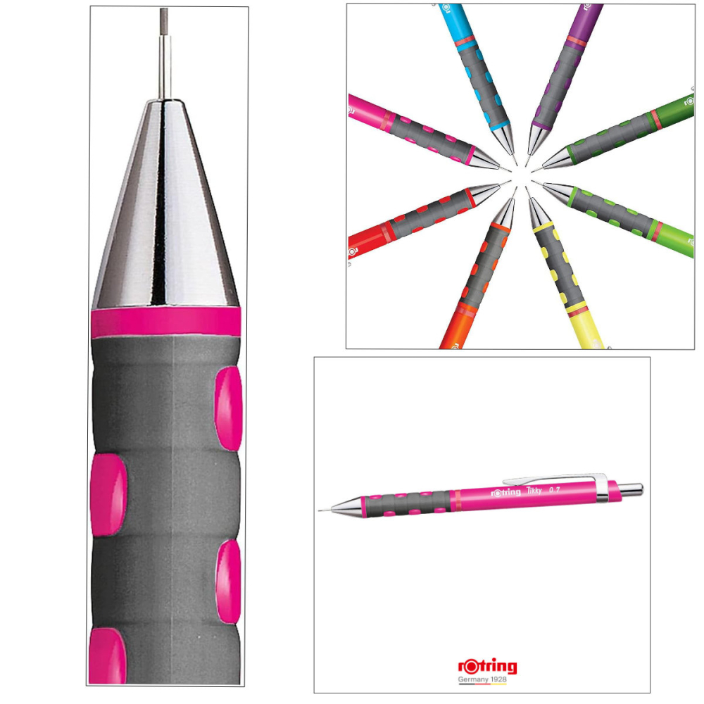 Creion Mecanic 0.7mm cu Mecanism Click si Grip Ergonomic pentru Scris, Creativitate si Identificare Usoara, Rotring Tikky 3 Roz Neon [4]