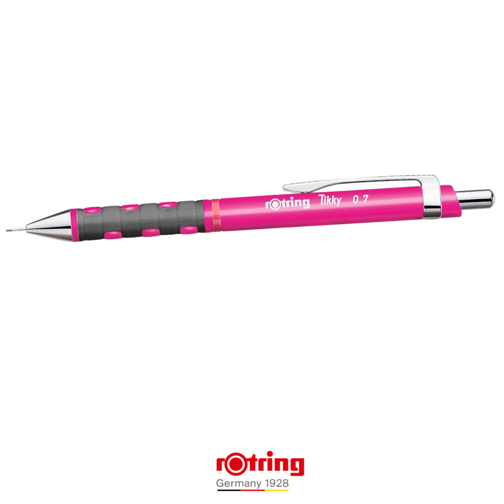Creion Mecanic 0.7mm cu Mecanism Click si Grip Ergonomic pentru Scris, Creativitate si Identificare Usoara, Rotring Tikky 3 Roz Neon [3]