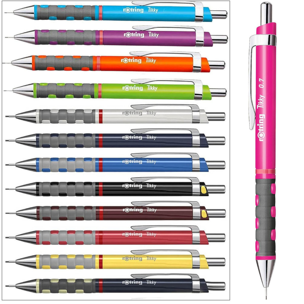 Creion Mecanic 0.7mm cu Mecanism Click si Grip Ergonomic pentru Scris, Creativitate si Identificare Usoara, Rotring Tikky 3 Roz Neon [5]