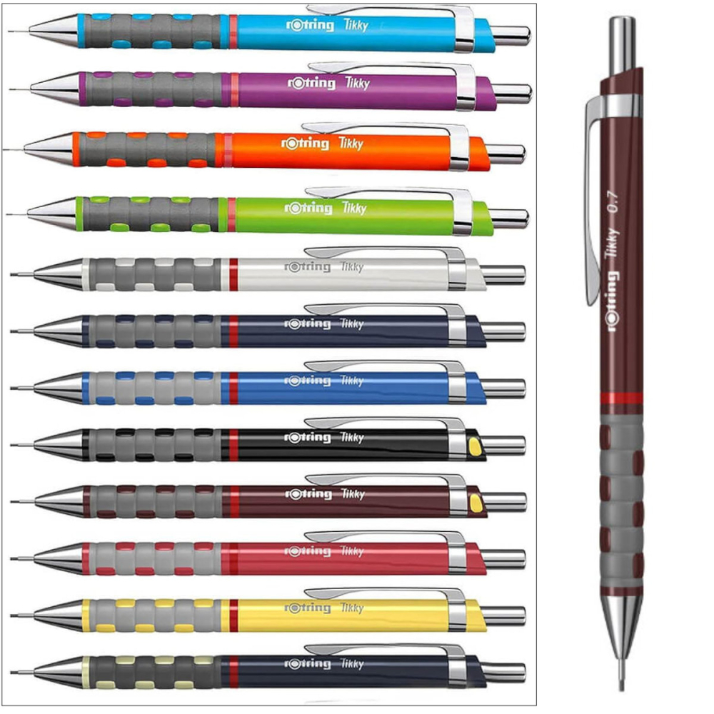 Creion Mecanic 0.7mm cu Mecanism Click si Grip Ergonomic pentru Scris, Desen si Birou, Rotring Tikky 3 Burgundi [5]