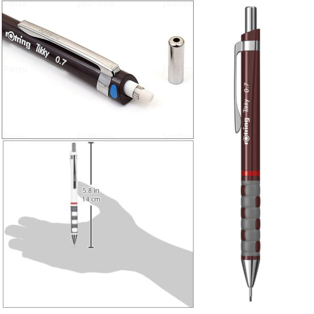 Creion Mecanic 0.7mm cu Mecanism Click si Grip Ergonomic pentru Scris, Desen si Birou, Rotring Tikky 3 Burgundi [4]