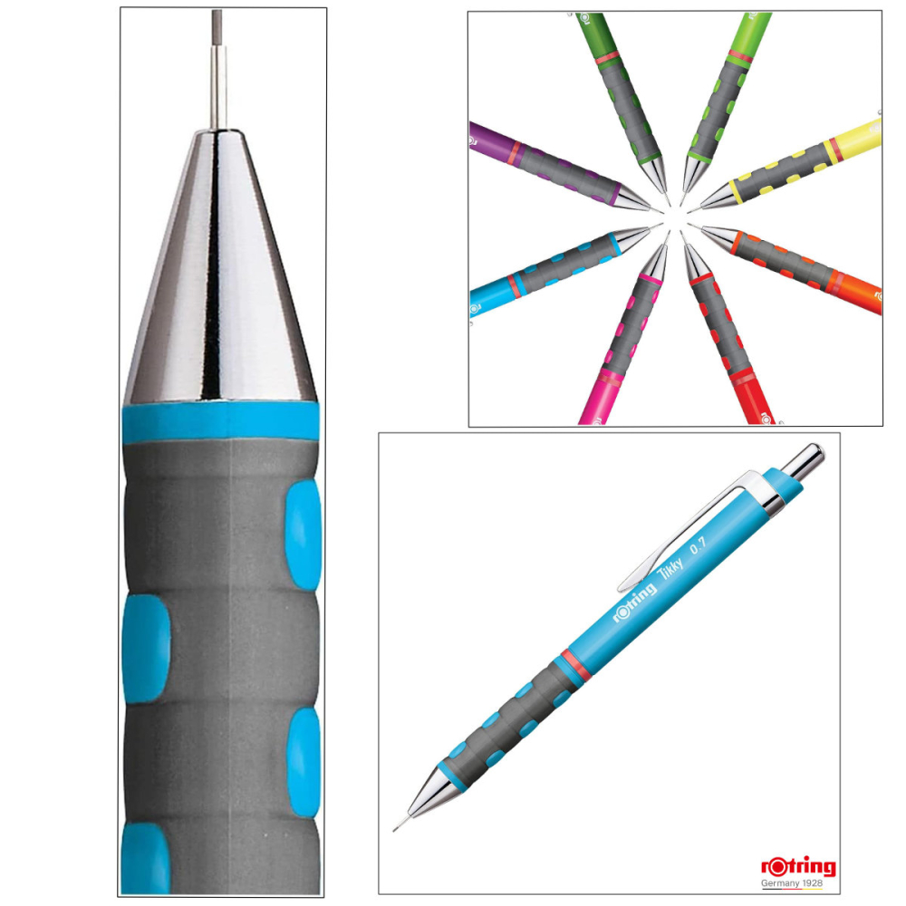 Creion Mecanic 0.7mm cu Mecanism Click si Grip Ergonomic pentru Scris, Studiu si Medii Relaxante, Rotring Tikky 3 Albastru Deschis [4]