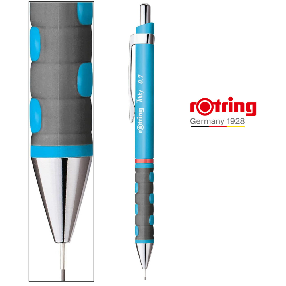 Creion Mecanic 0.7mm cu Mecanism Click si Grip Ergonomic pentru Scris, Studiu si Medii Relaxante, Rotring Tikky 3 Albastru Deschis [2]