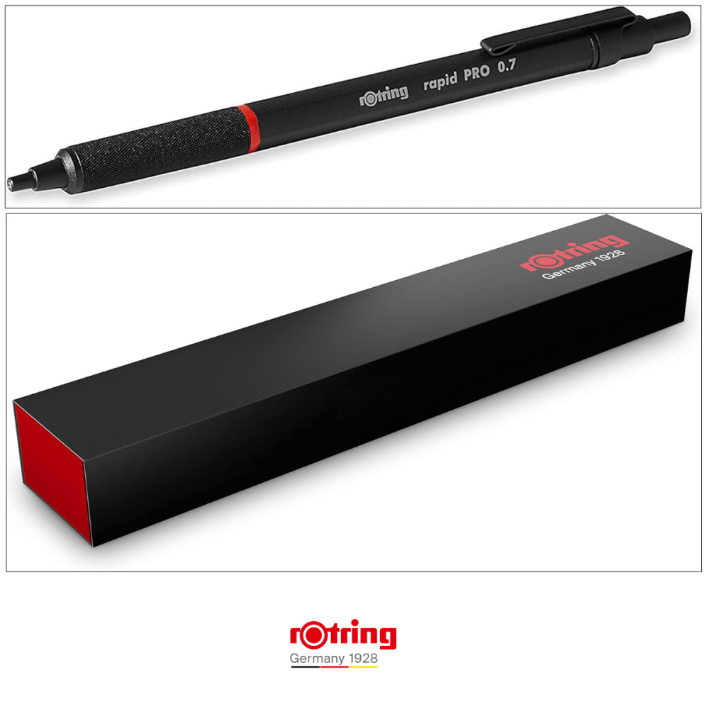 Creion Mecanic 0.7mm cu Sistem Reglabil Tarie Mina pentru Scris si Desen, cu Finisaj Negru si Grip Randalinat [4]