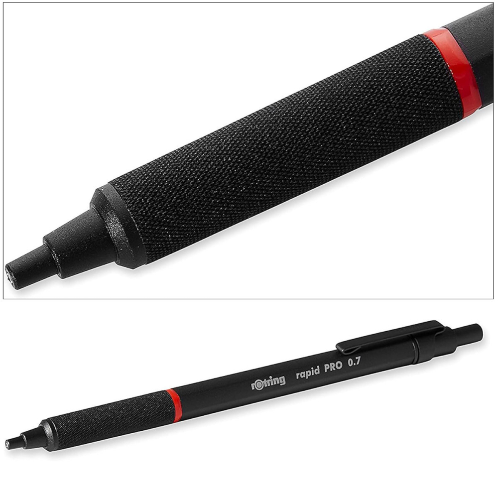 Creion Mecanic 0.7mm cu Sistem Reglabil Tarie Mina pentru Scris si Desen, cu Finisaj Negru si Grip Randalinat [3]