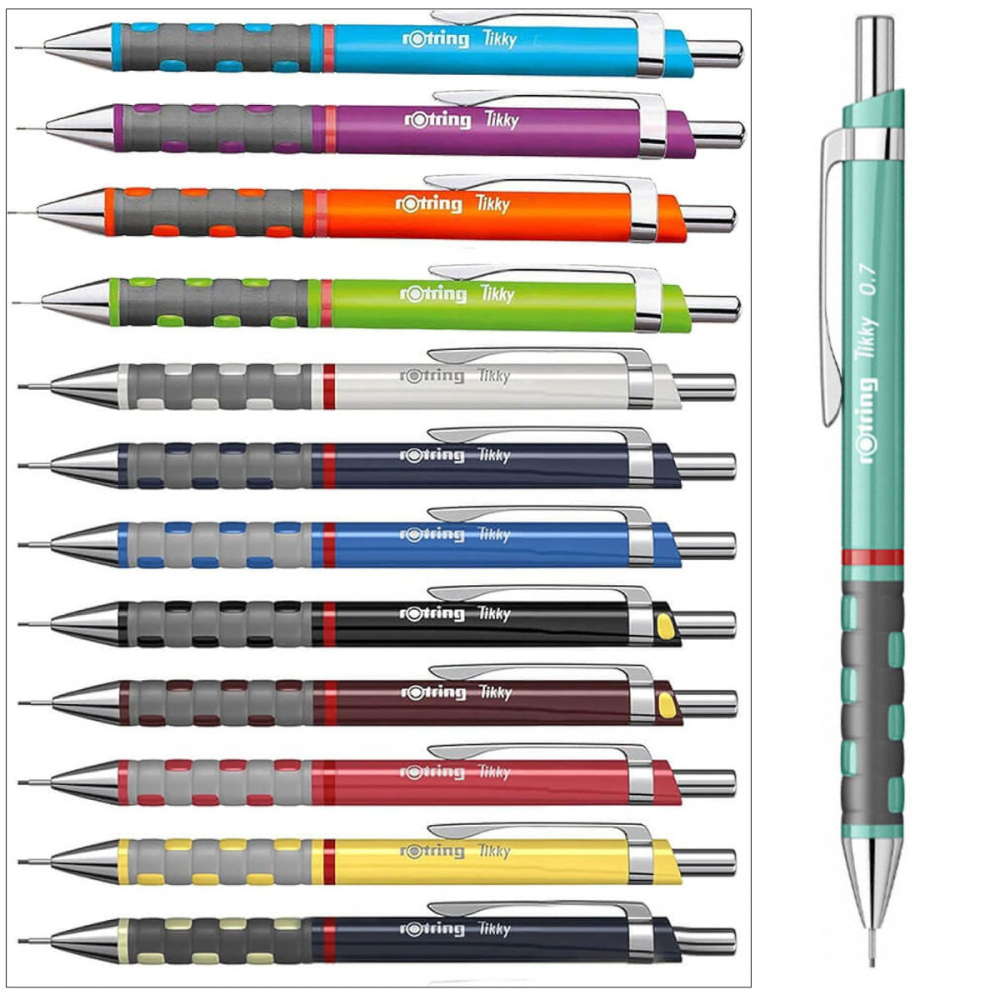 Creion Mecanic 0.7mm Premium cu Clip Metalic si Grip Ergonomic pentru Birou, Durabilitate si Stil Natural, Rotring Tikky 3 Sidefat Verde [5]