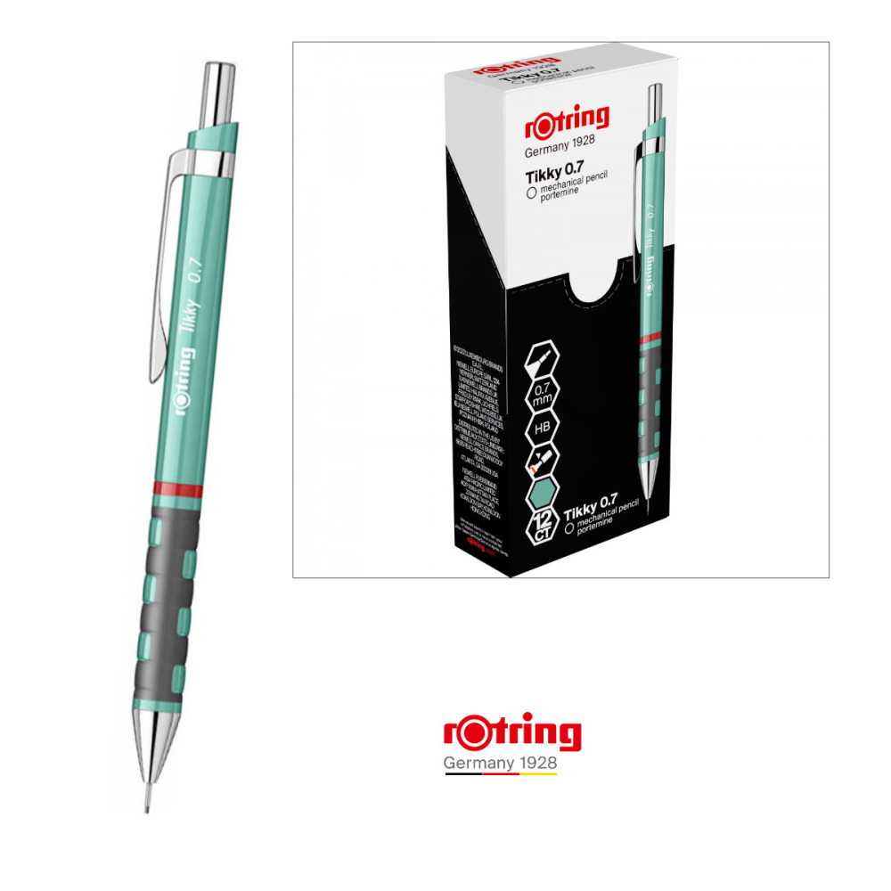 Creion Mecanic 0.7mm Premium cu Clip Metalic si Grip Ergonomic pentru Birou, Durabilitate si Stil Natural, Rotring Tikky 3 Sidefat Verde [4]