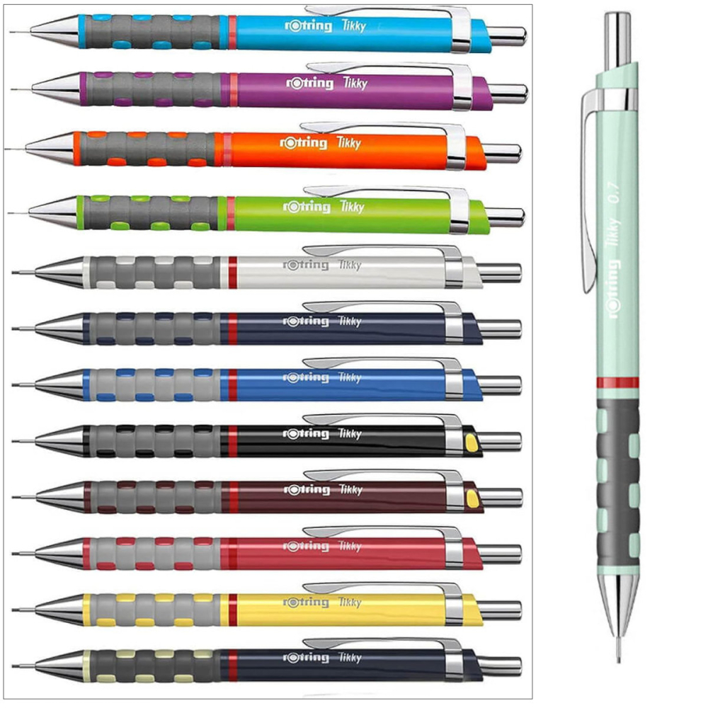 Creion Mecanic 0.7mm Premium cu Clip Metalic si Grip Ergonomic pentru Birou Modern si Organizare, Rotring Tikky 3 Sidefat Verde Pastel [5]