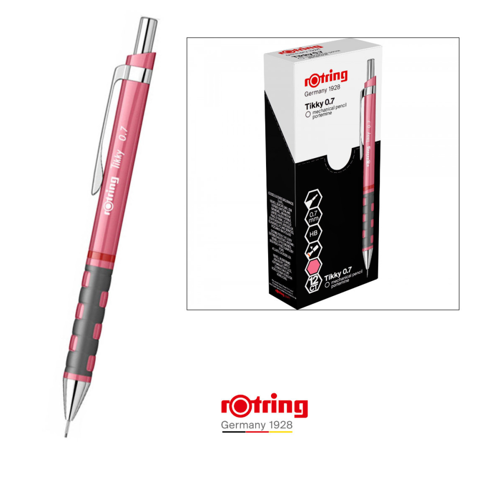 Creion Mecanic 0.7mm Premium cu Clip Metalic si Grip Ergonomic pentru Birou, Organizare si Stil Personal, Rotring Tikky 3 Sidefat Roz [4]
