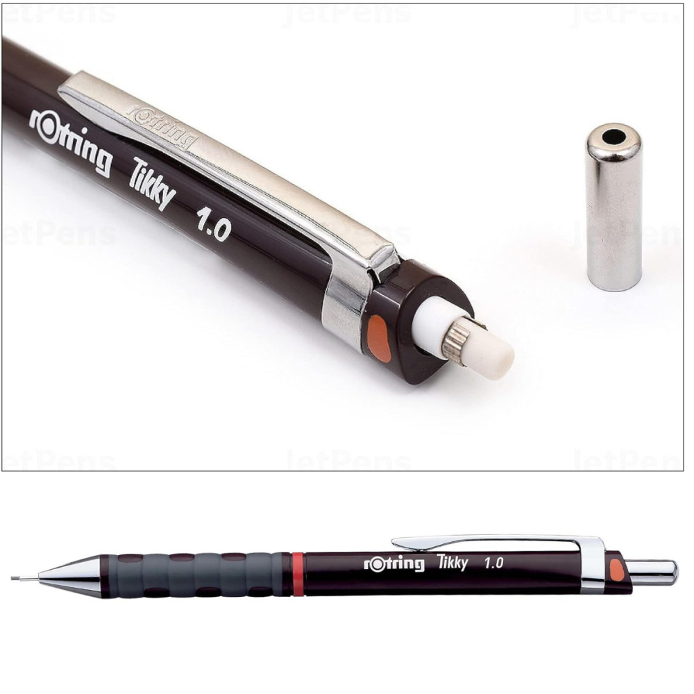 Creion Mecanic 0.9/1.0mm cu Grip din Cauciuc pentru Scris si Desen, cu Compatibilitate Duala Mina si Culoare Burgundi [3]