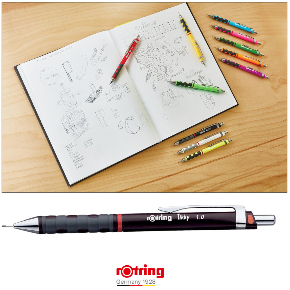 Creion Mecanic 0.9/1.0mm cu Grip din Cauciuc pentru Scris si Desen, cu Compatibilitate Duala Mina si Culoare Burgundi [4]