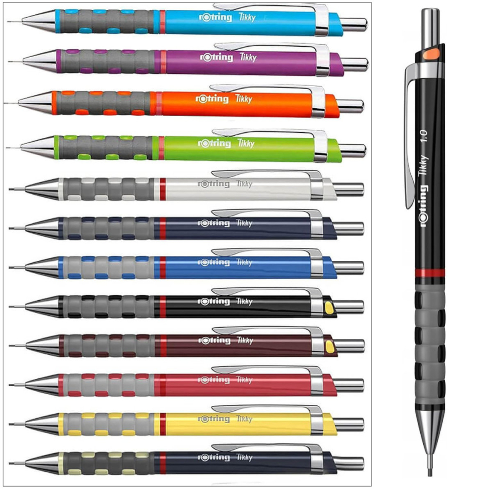 Creion Mecanic 0.9/1.0mm cu Grip din Cauciuc pentru Scris si Desen, cu Compatibilitate Duala Mina si Culoare Negru [5]