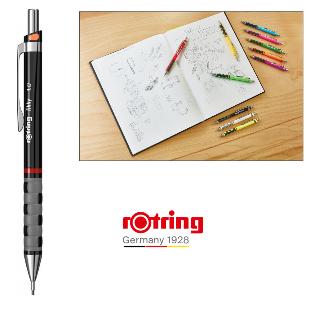 Creion Mecanic 0.9/1.0mm cu Grip din Cauciuc pentru Scris si Desen, cu Compatibilitate Duala Mina si Culoare Negru [4]