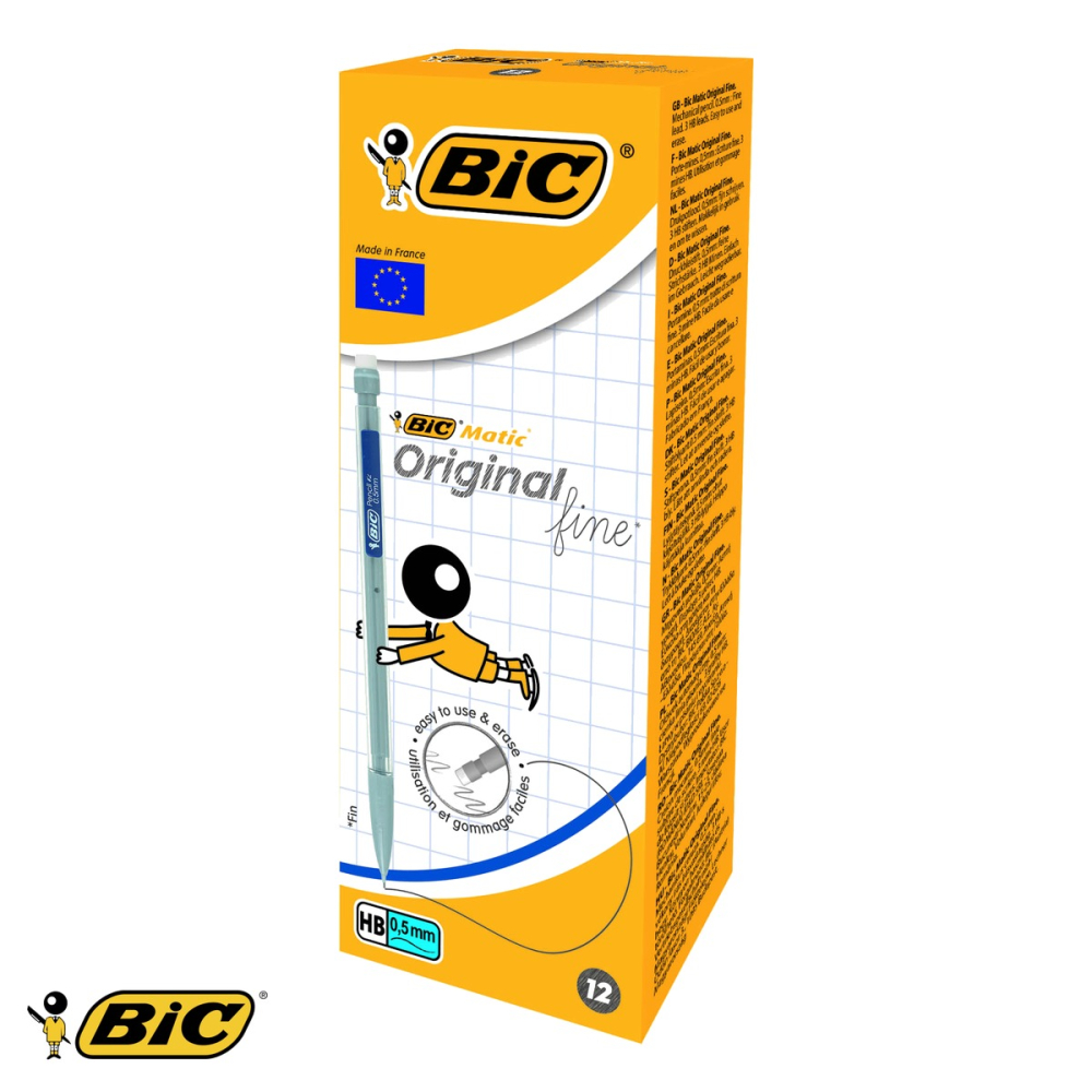 Creion mecanic Bic Matic 0.5mm, corp hexagonal transparent, cu radiera, pentru scris si desen [4]
