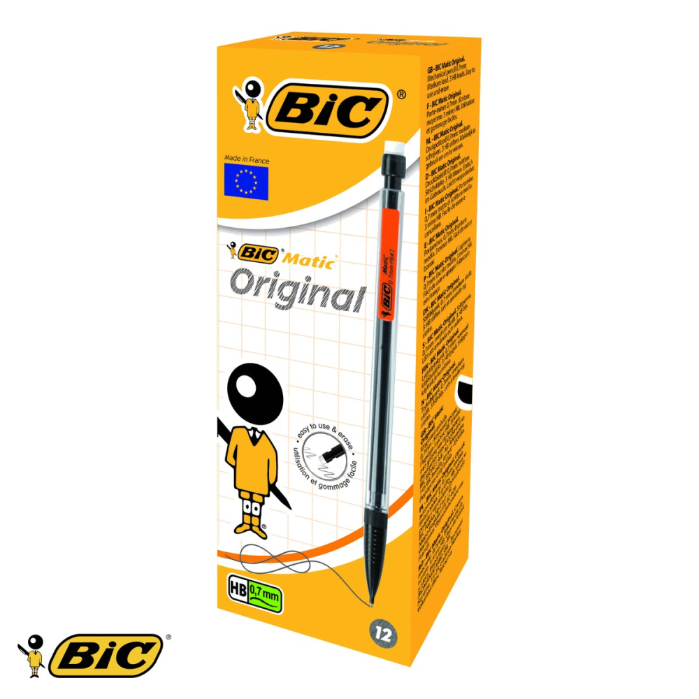 Creion mecanic Bic Matic 0.7 mm, corp hexagonal transparent, cu radiera, pentru birou si scoala [4]