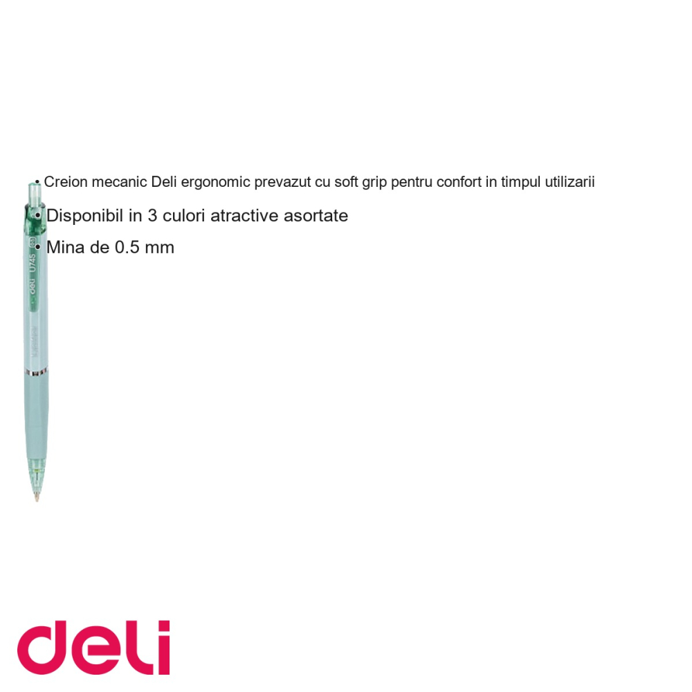 Creion mecanic Deli Linfini 0.5 mm, grip ergonomic soft, culori macarons, pentru scris si desen tehnic [3]