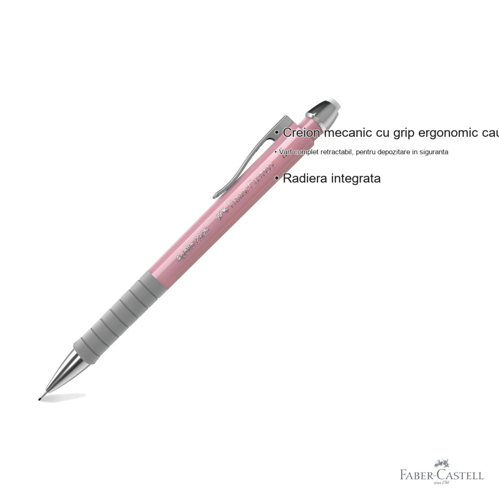 Creion mecanic Faber-Castell Apollo 2024 Rose Shadow 0.5mm, varf retractabil, grip ergonomic [3]
