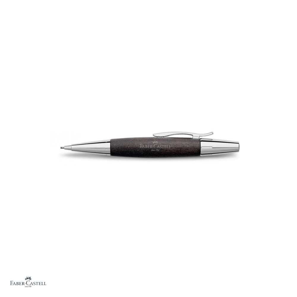 Creion mecanic Faber-Castell e-motion, mecanism rotativ, mina 1,4 mm, corp din lemn de par baituit negru, radiera sub capac, clip metalic, ambalaj cadou [4]
