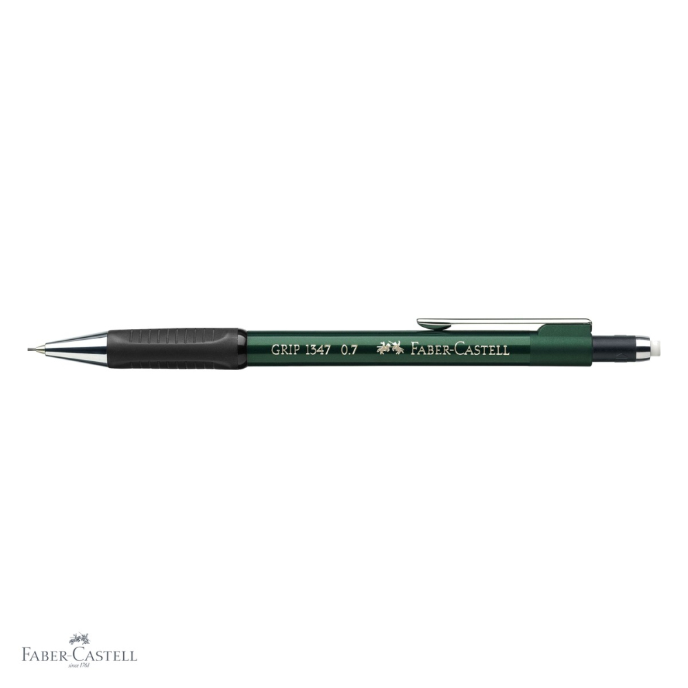 Creion mecanic Faber-Castell Grip 1347, 0.7mm, grip cauciucat, radiera retractabila, verde [4]