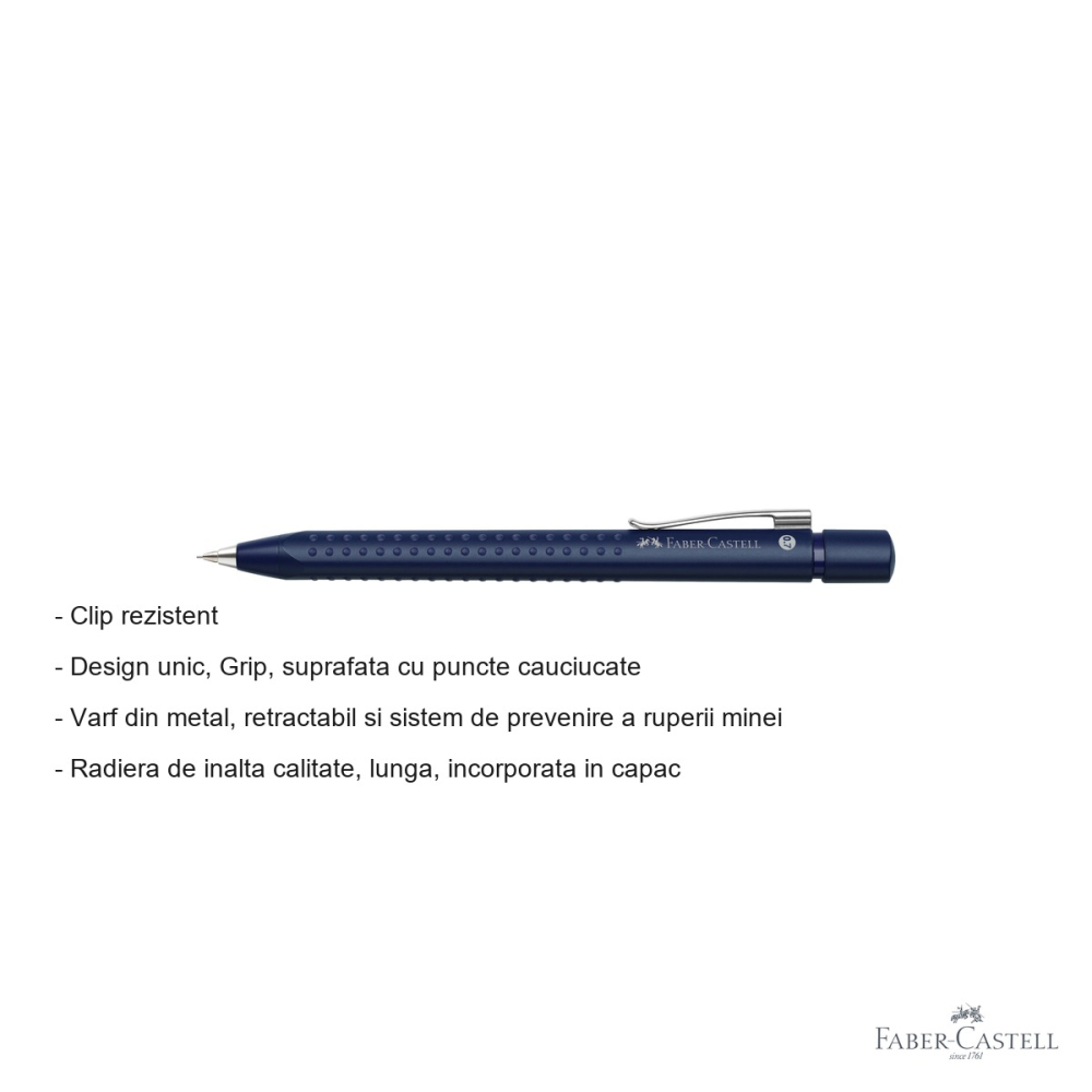 Creion mecanic Faber-Castell Grip 2011 0.7mm albastru, grip cauciucat antialunecare [2]