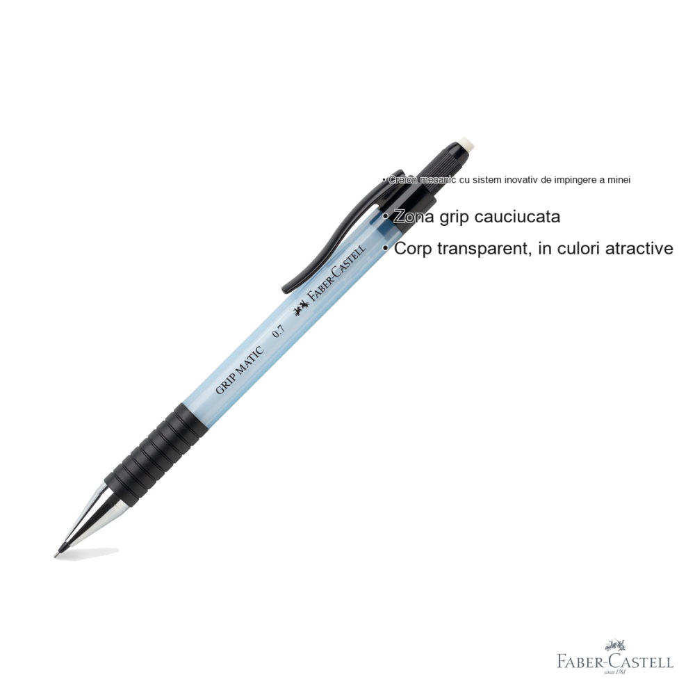 Creion mecanic Faber-Castell Grip-Matic 1377, mina 0.7mm, albastru, sistem inovativ impingere [3]