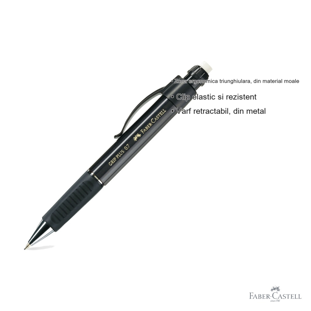 Creion mecanic Faber-Castell Grip Plus 1307, 0.7mm, grip triunghiular ergonomic, pentru scriere profesionala [3]